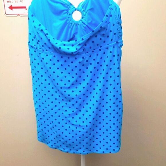 DKNY ONE PIECE SWIMSUIT BLUE WITH POLKA DOTS SZ 12 - Picture 3 of 7